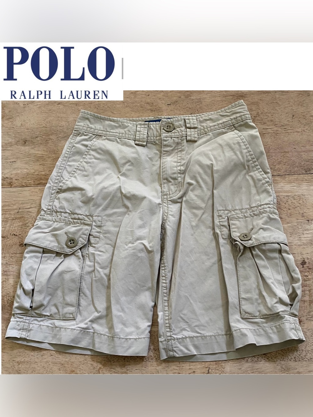 Polo Ralph Lauren Boys’ Sz 8 Basic Sand Twill Cargo Shorts